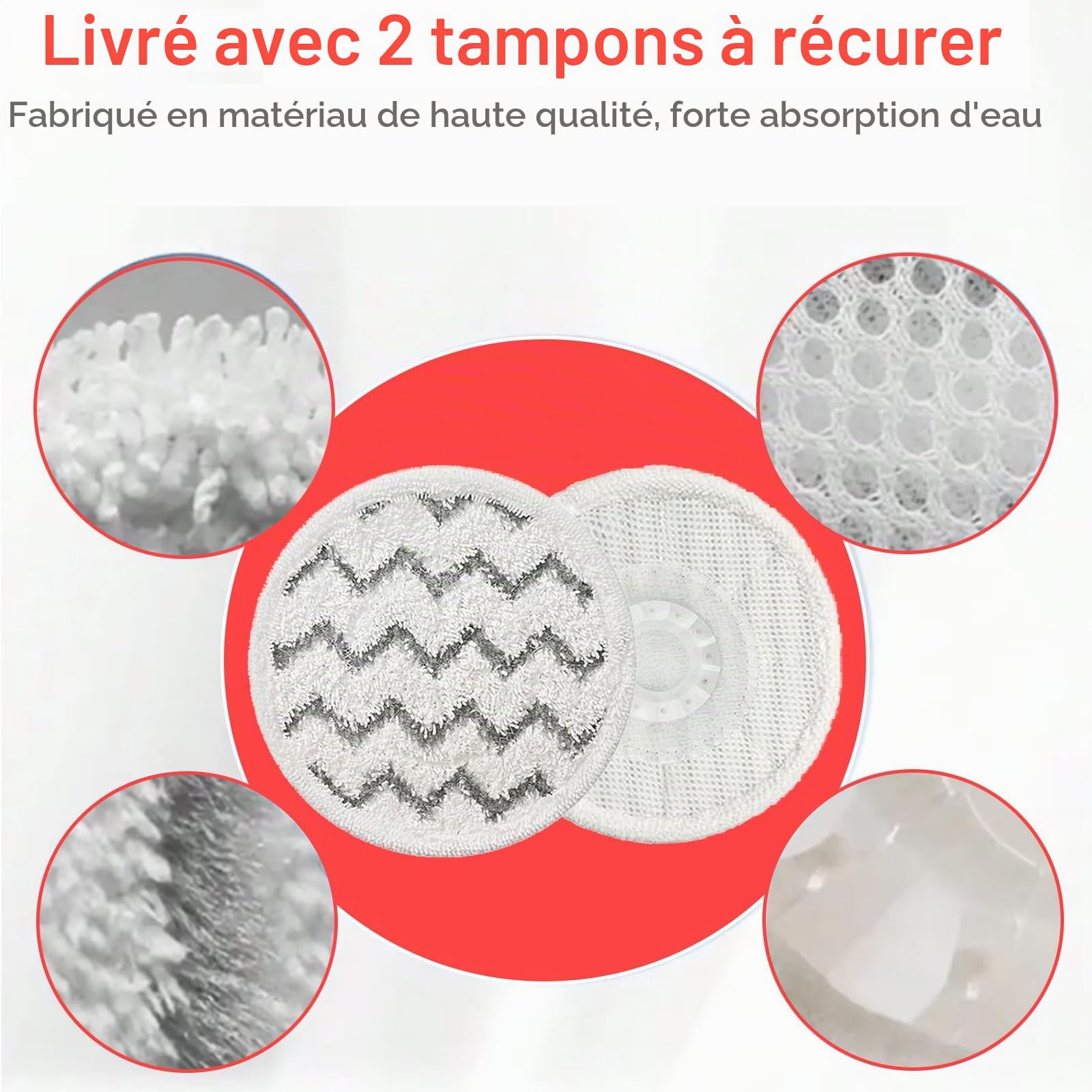 S8201 Lot de 2 têtes de brosse de rechange pour balai vapeur Shark S7000/S7001/S7201 Series - Nettoyage en profondeur des sols en bois dur et carrelage et polissage (rouge)