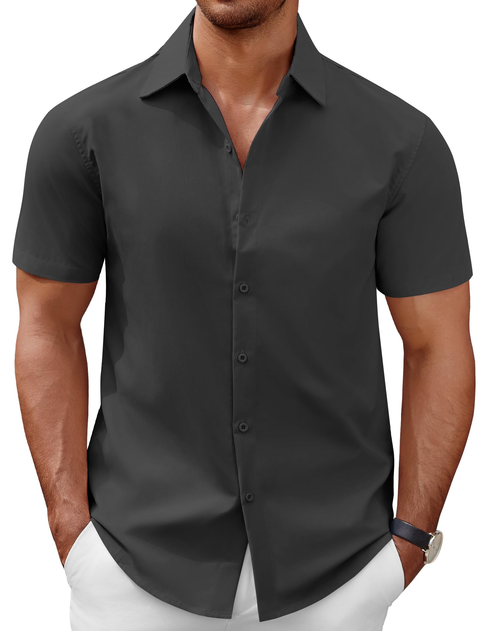 COOFANDY Mens Short Sleeve Button Down Casual Shirts for Men Summer Untucked Shirts