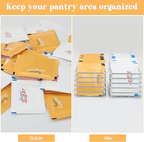 Miniatura 21 de 2 cestas de azúcar, organizador pequeño de hierro para almacenamiento de café, bar, té, 4.5 x 2.25 x 1.75 pulgadas (negro)