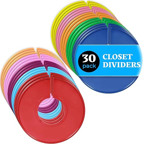 Divisores de armario para colgar ropa, juego de 30 divisores de armario  Divisores de estante de ropa de color, separadores de ropa para armarios,