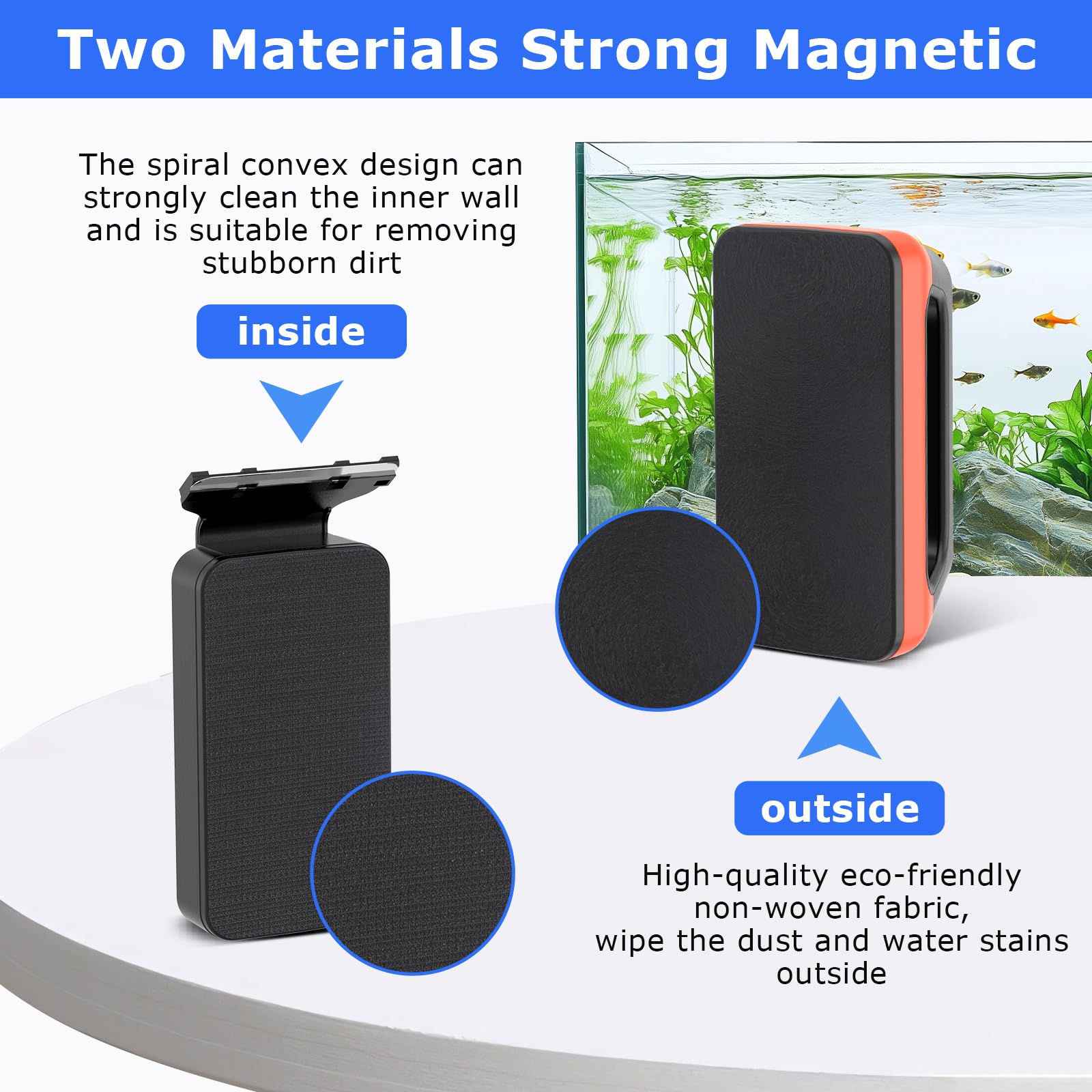 hygger Magnetyczna szczotka do czyszczenia szyb, do czyszczenia akwarium, magnetyczna szczotka do czyszczenia szkła ze zdejmowanym skrobakiem, szczotka do czyszczenia akwarium do akwarium słodkiej i