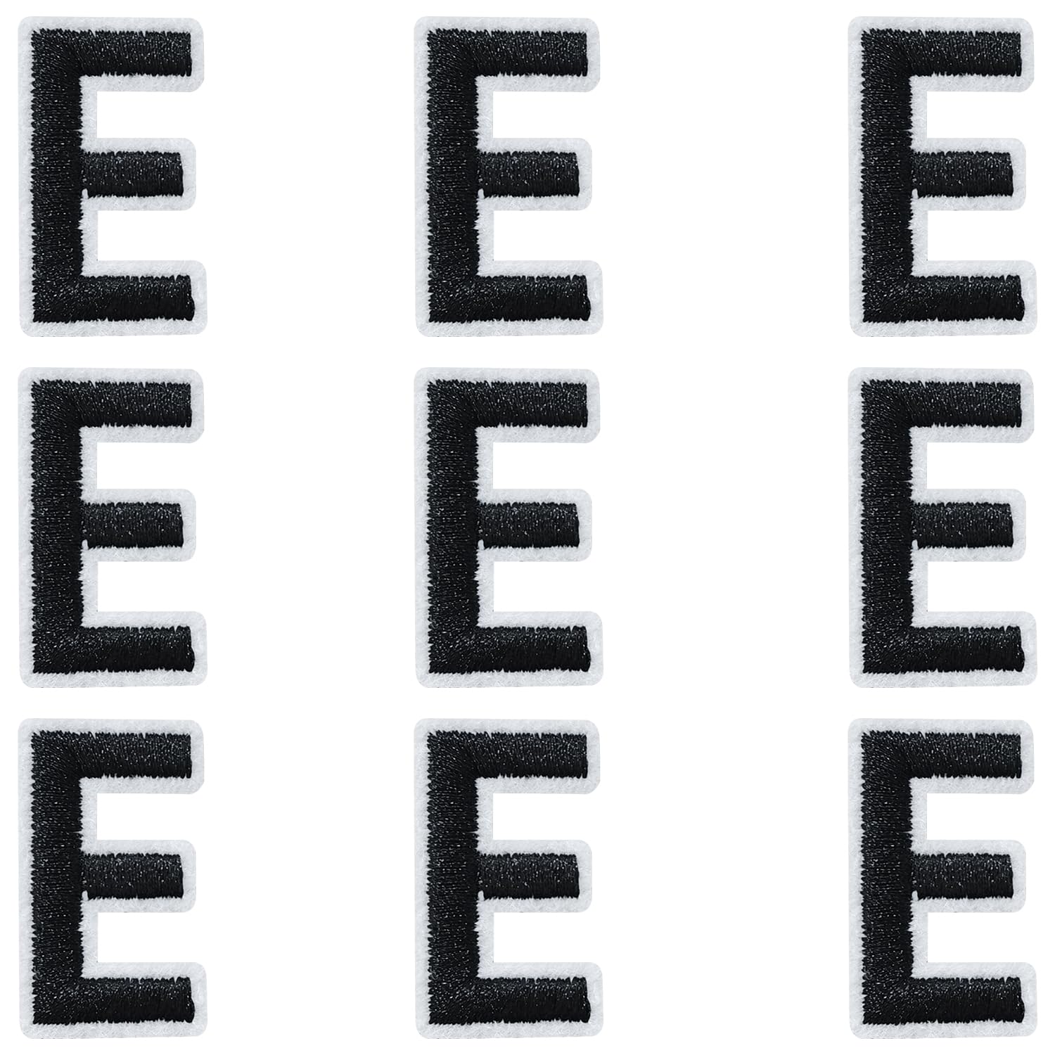 IANZE 9PCS Iron on Letter Patches, Black Letter E Patches Embroidered Letter Patch for Clothing, Jeans, Hats, T-Shirts, Backpacks, Etc. (Black-E)