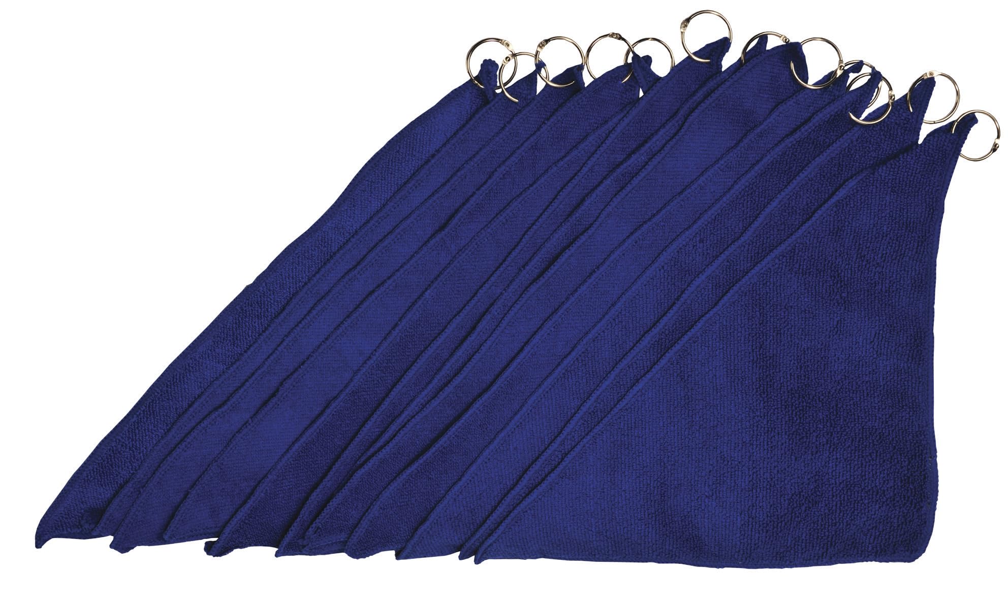 Kleenslate Microfiber Dry-Erase Cleaning Cloths with Rings, Blue, Pack of 12