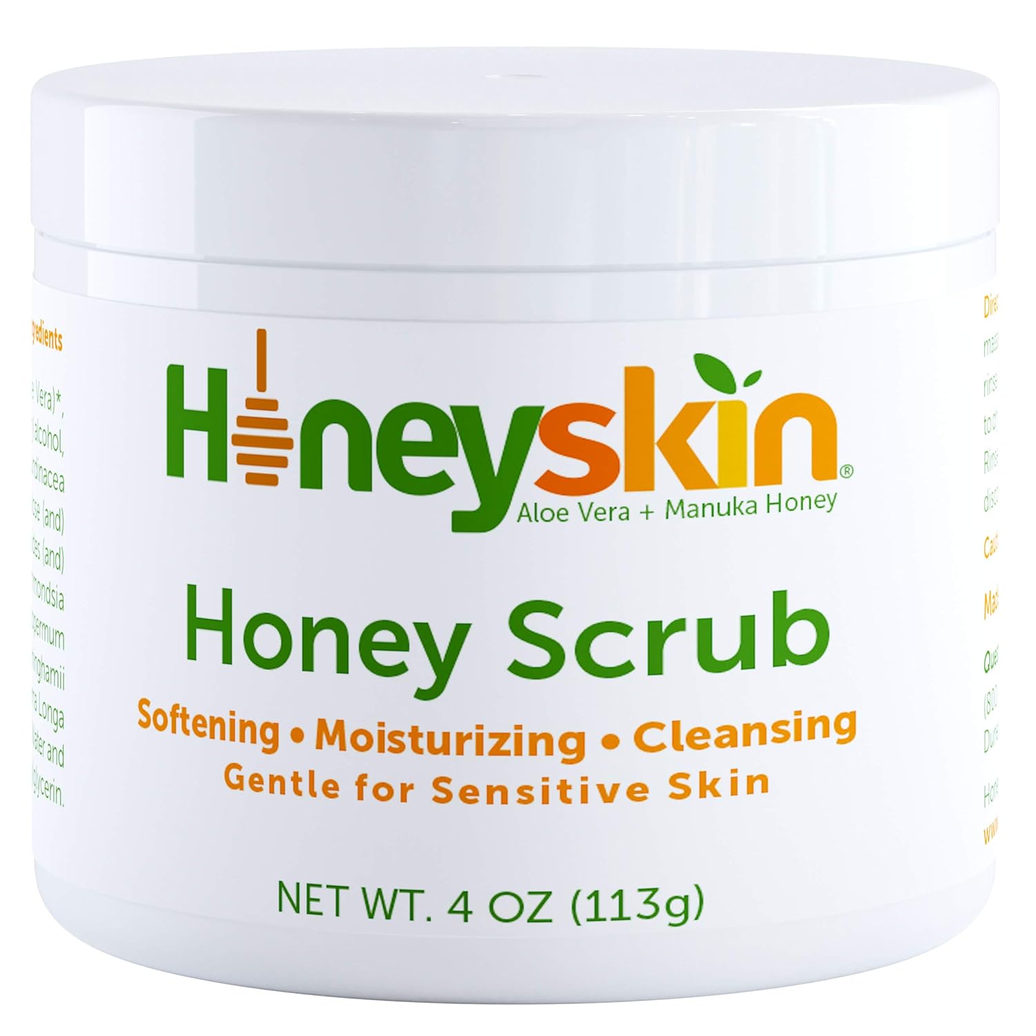 Honeyskin Skin Exfoliator Scrub - Exfoliating Face Microdermabrasion - Exfoliante Facial Scrub - Manuka Honey Cleanser - Blackhead Scrub Face Mask - Organic Skin Cleanser - Bamboo & Jojoba Seed (4oz) : Beauty & Personal Care