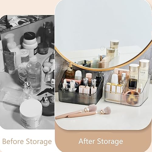 Miniatura 4 de Organizador de maquillaje, caja de almacenamiento de cosméticos, organizador de brochas de maquillaje de gran capacidad, accesorios de tocador,