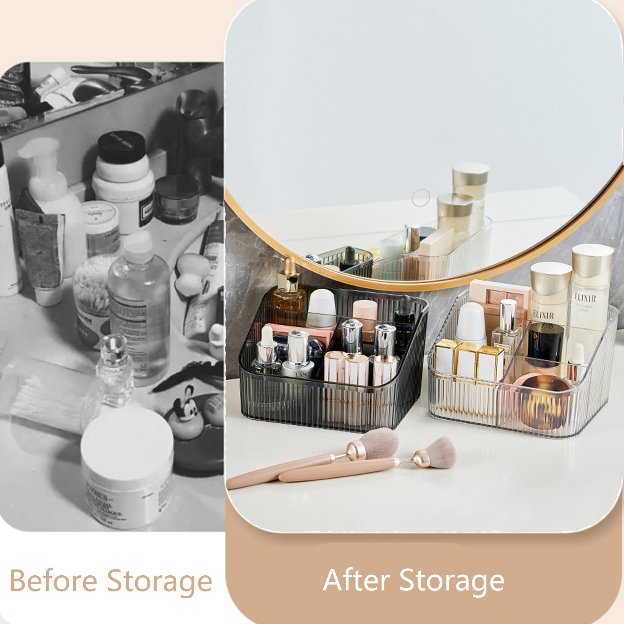Boîte de rangement pour maquillage et cosmétiques, grande capacité, pour accessoires de coiffeuse, comptoirs de salle de bain, bureau, vitrines cosmétiques (blanc-L)