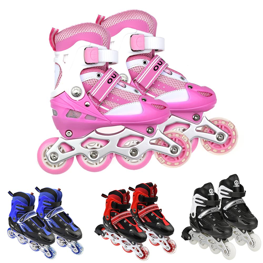 Roller Enfant Fille en Ligne pour Enfants, Patins à roulettes réglables pour Enfants 3 à 9 Ans, Roller Enfant Fille Lumières Amusantes pour Débutants