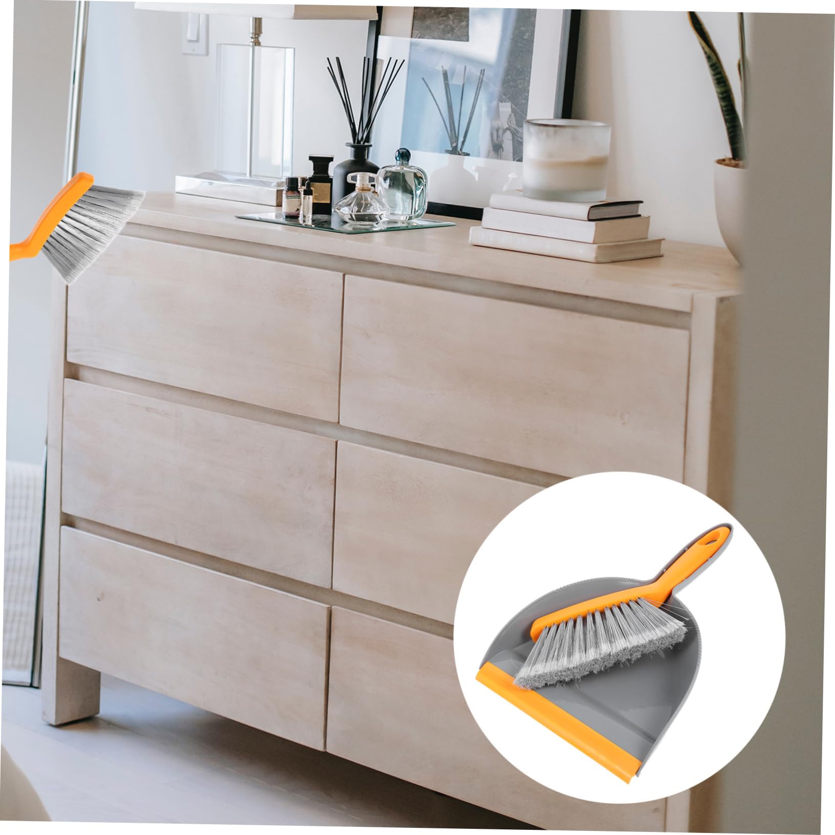 NULYLU Mini Broom and Dustpan 2-in-1 Cleaning Kit Small Dustpan and Brush Set Car Vent and Keyboard Cleaner