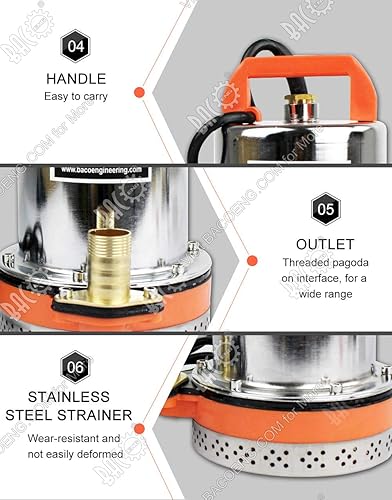 Vista 3 de BACOENG Bomba de agua solar de 12V DC Farm & Ranch Bomba de pozo sumergible 20FT de elevación