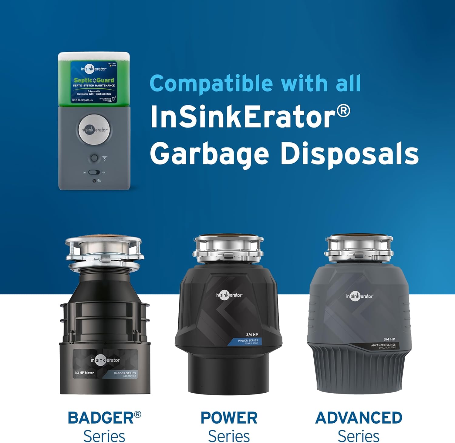 INSINKERATOR BOOST Injection System with Septic Guard Solution, Septic System Maintenance for INSINKERATOR Garbage Disposals, BST-SG