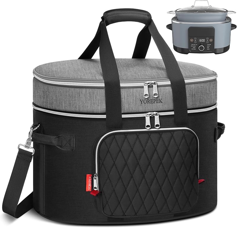 2 Layer Carrying Bag for Ninja Foodi Possible Cooker Pro 8.5 Quart | Insulated Travel Case with Easy-Clean Lining & Shoulder Strap, Accessories for Ninja Crockpot 8.5 Quart Slow Cooker