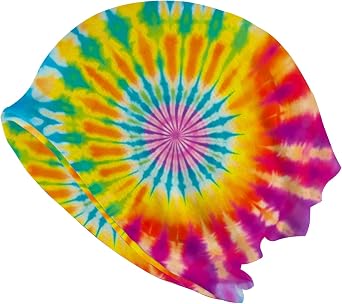 Rainbow Tie dye Holiday Beanie for Women Slouchy Mens Winter Hat Skull Cap Knitted Hat Cancer Headwear Accessories for Women