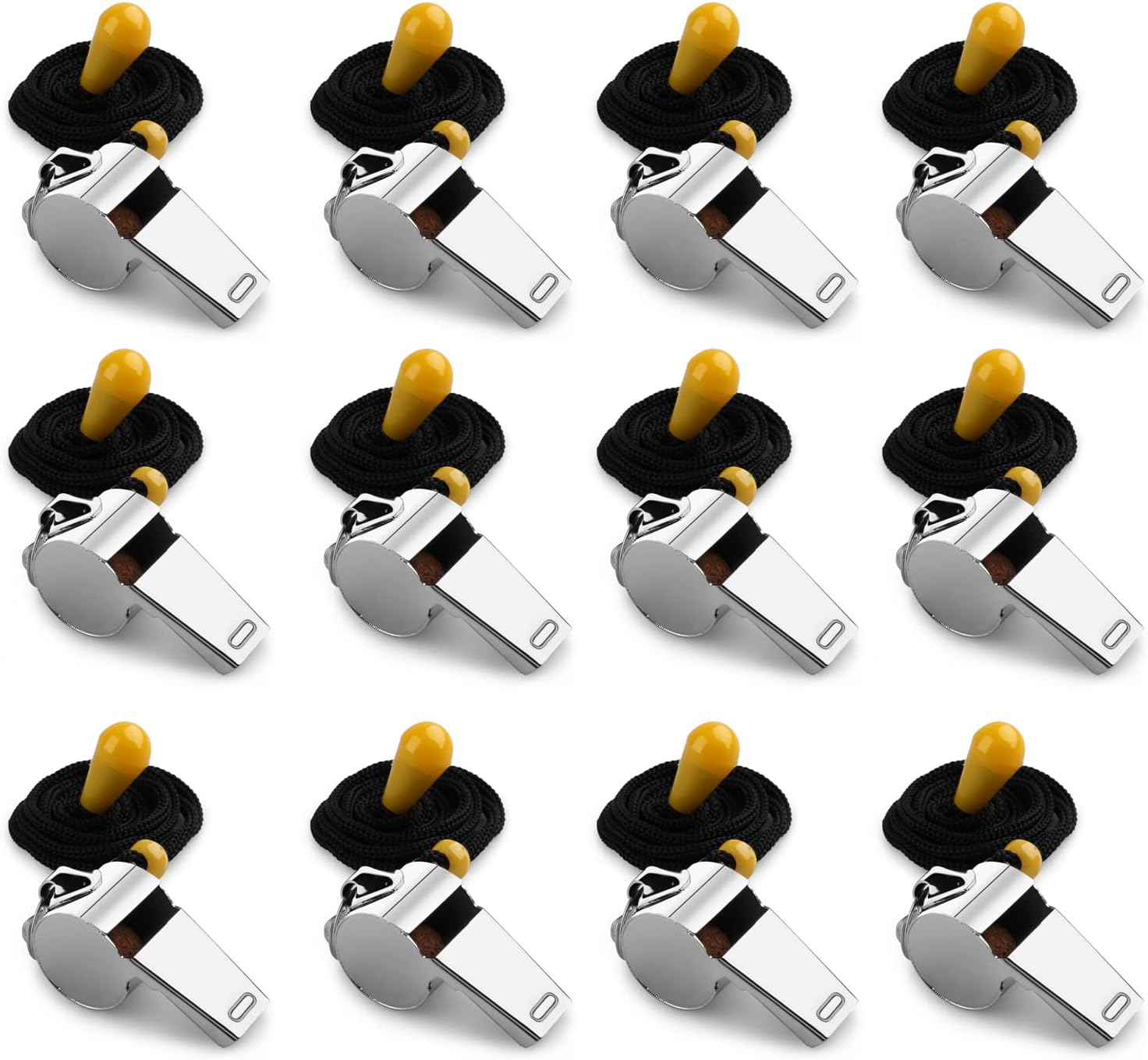 YEAHVIY 12 Pack Whistle Whistles with Lanyard, Metal