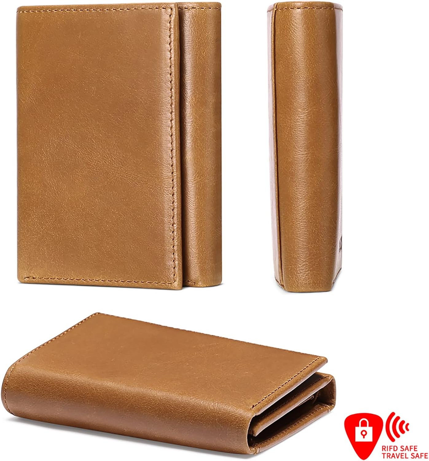 FALAN MULE Men's Wallet Genuine Leather Trifold Wallet With ID Window - Image 4
