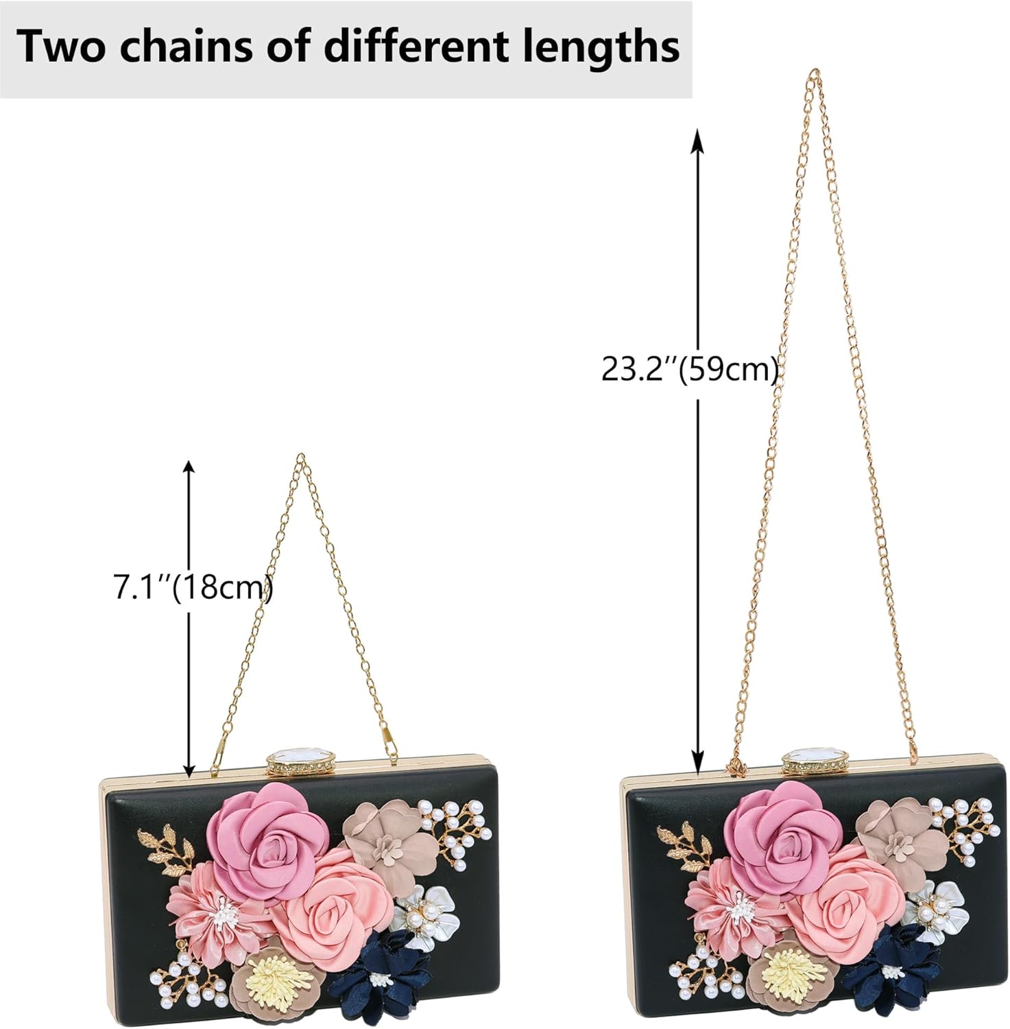Milisente Evening Bag for Women, Flower Wedding Evening Clutch Purse Bride Floral Clutch Bag - Image 4