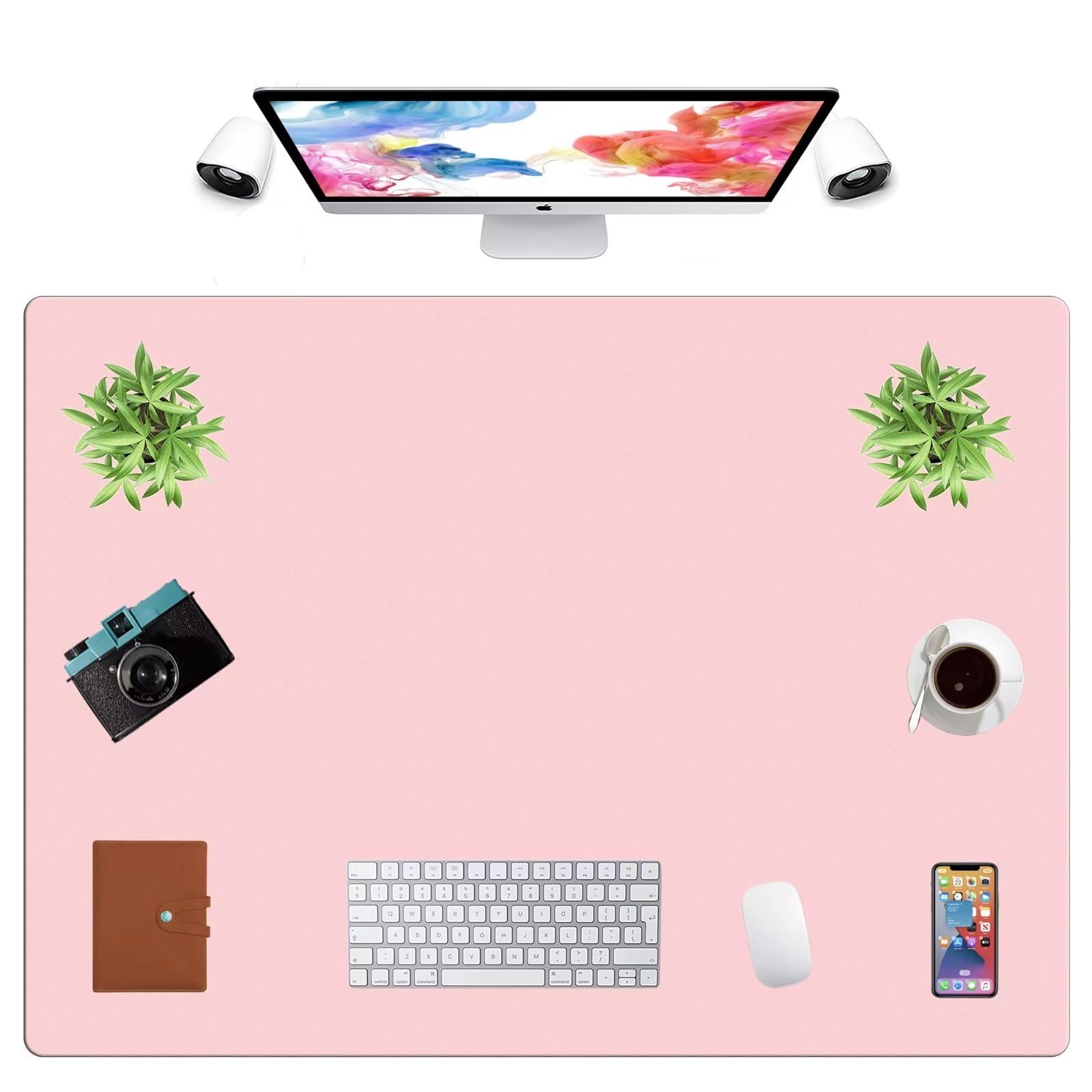 LL-COEUR Extra Large PU Leather Desk Mat Large Mouse Pad XXL Waterproof Table Mat Office Laptop Writing Pad (43.3 x 31.5 inch, Pink) — image 1