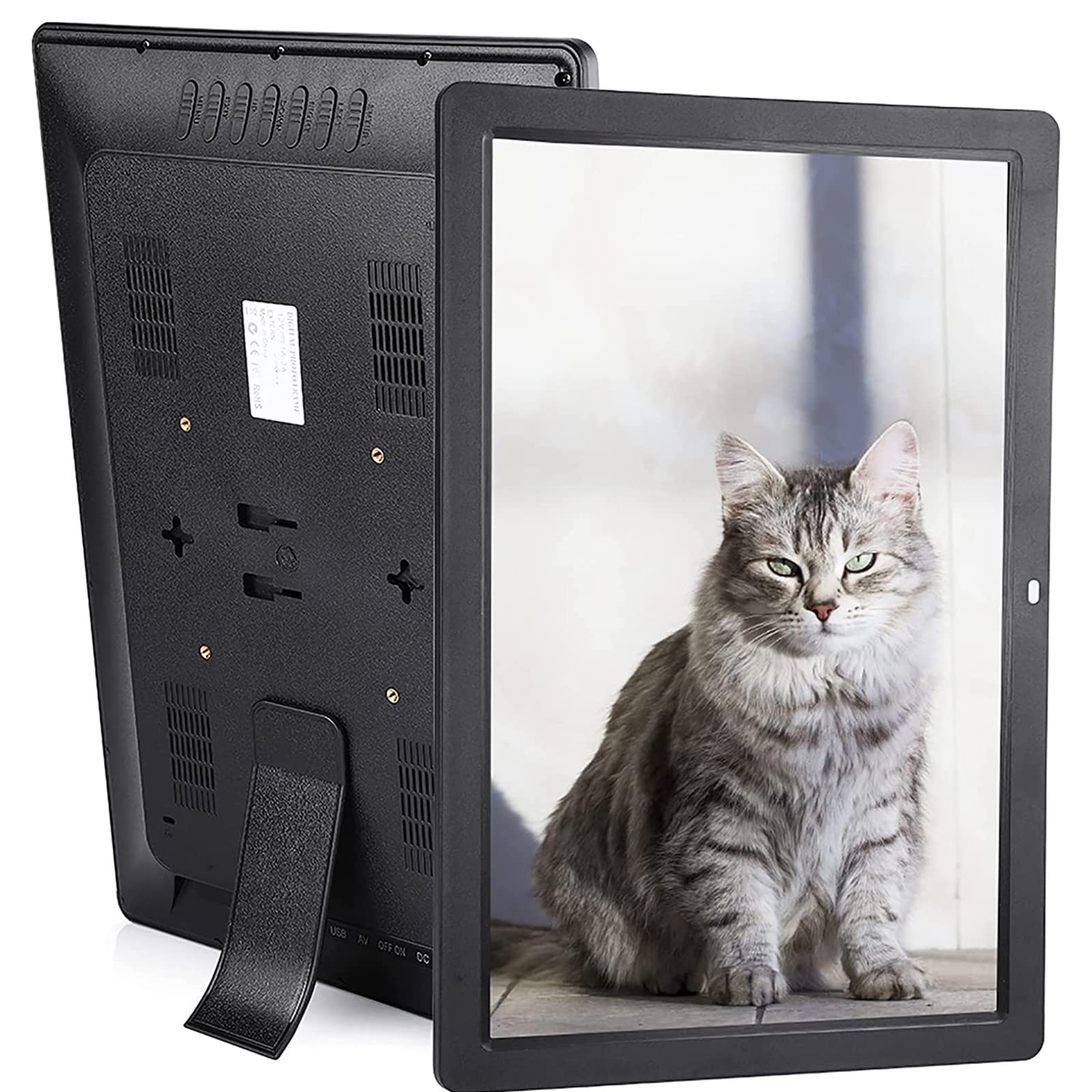 Nuevo Marco De Fotos Digital De 20 Pulgadas, Pantalla IPS De 1440X900, Pantalla Táctil, Sensor De Movimiento, Compatible Con Reloj De Calendario De Vídeo De Rotación Automática,Negro