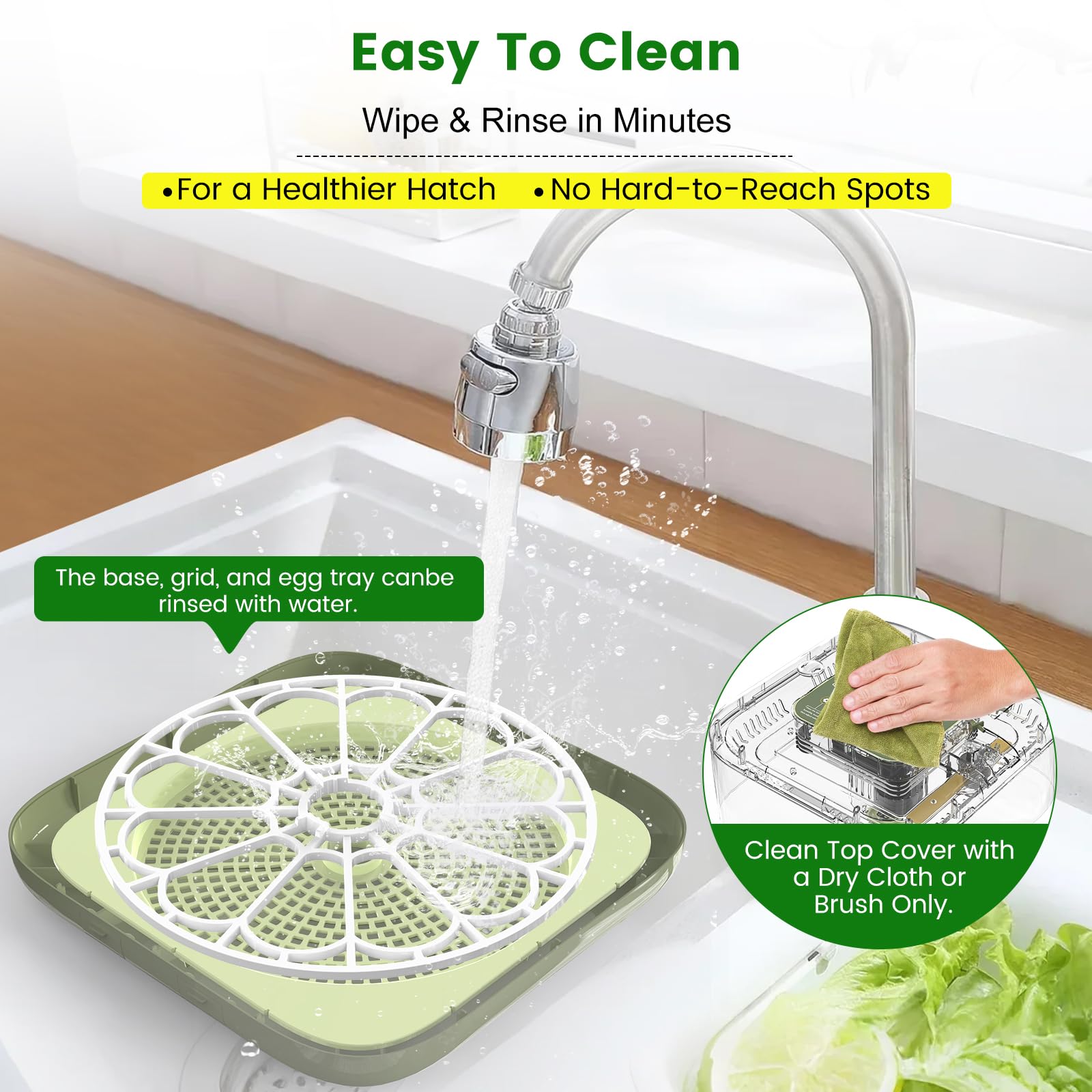 Incubatrice per 12 uova con rotazione automatica, ricarica automatica dell'acqua e controllo della temperatura/umidità, più guida per la schiusa, per pollo, anatra, quaglia, uova di piccione e altro