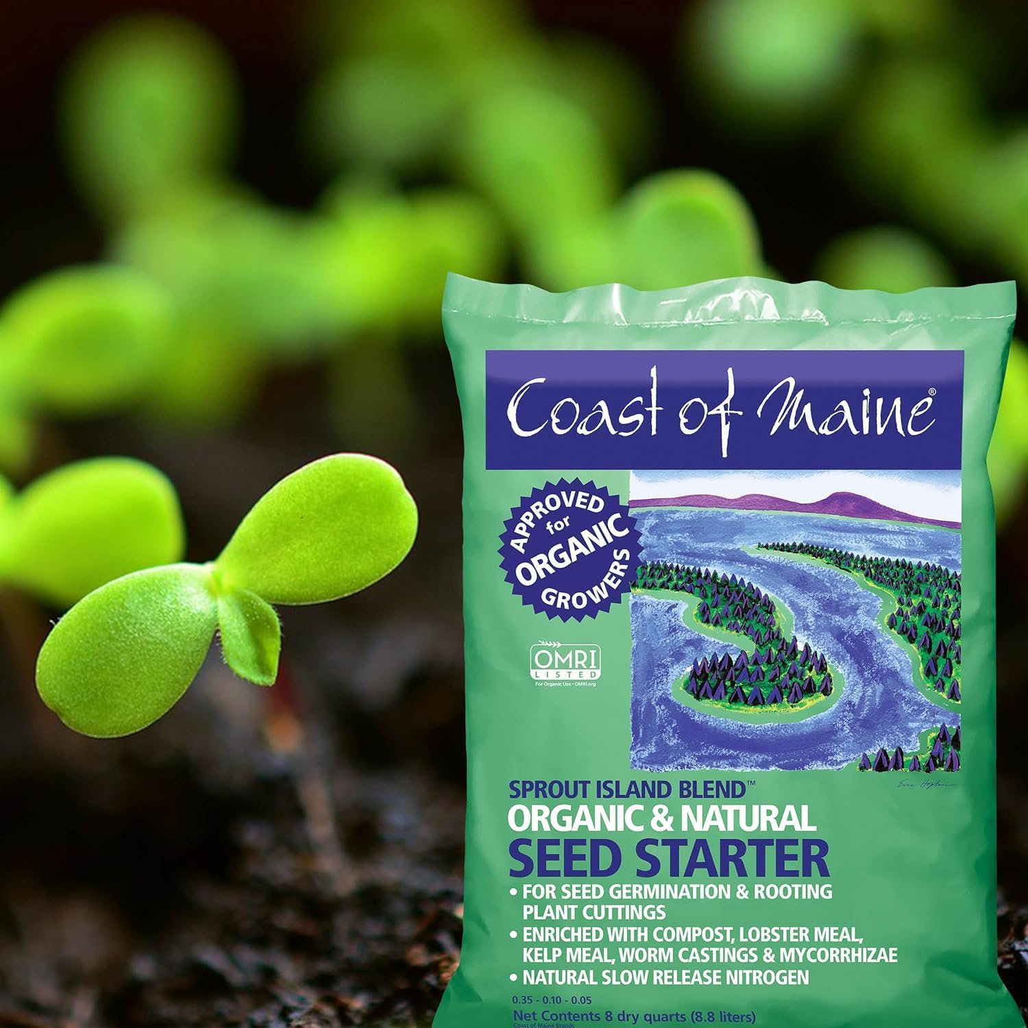 Coast of Maine, 8qt (Pack of 6) Sprout Island Blend, Organic & Natural Seed Starter for Seed Germination & Root Plant Cuttings