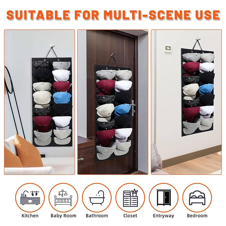 【特価商品】野球帽用の帽子ラック 帽子掛け 7段28ディープポケット二列折り畳み Amazon｜野球帽用の帽子ラック 帽子掛け 7段28ディープポケット