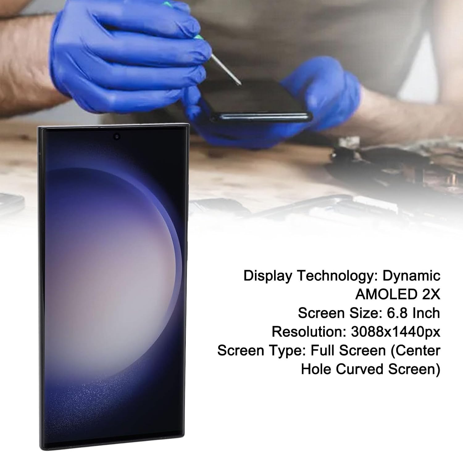 Phone Screen Digitizer Assembly, Sensitive Frame Support Fingerprint Phone Screen for S23 Ultra 5G (Matte Black)