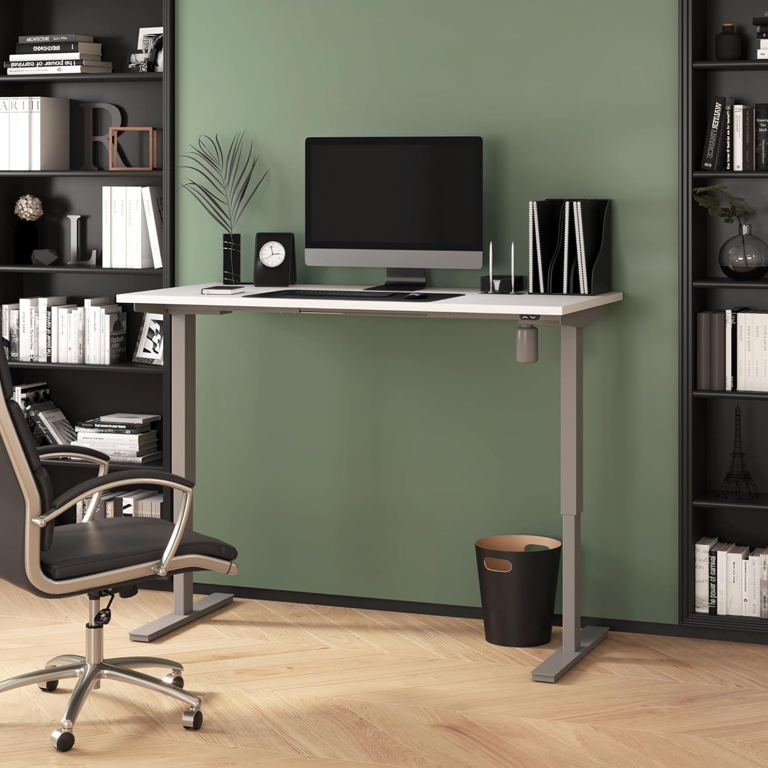 Bestar Upstand 30W x 60D Standing Desk in White, Sit Stand Table Workstation for Personal Home Office Workspace, Living Room, Bedroom, or Entryway