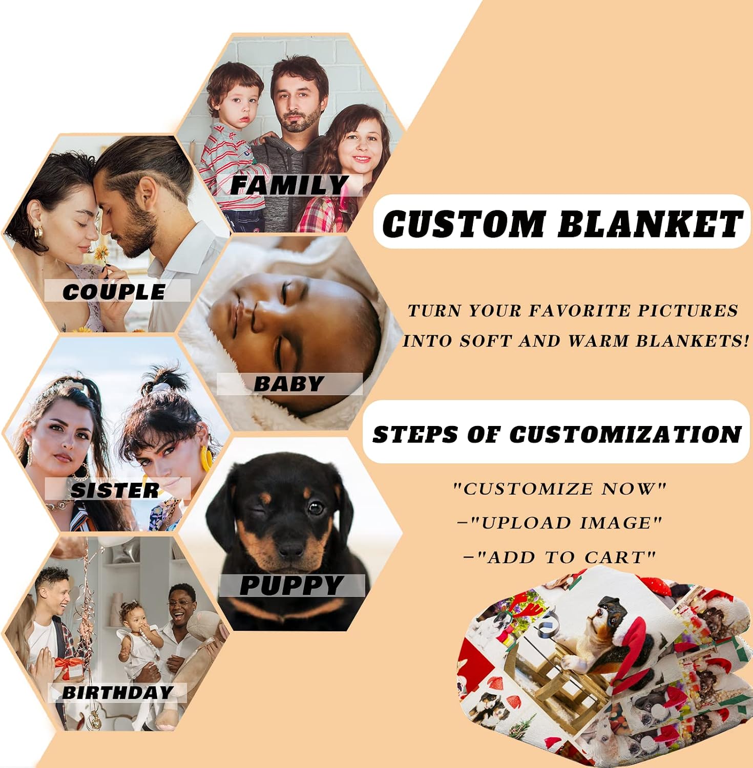 Custom Personalized Throw Blanket with Picture/Photo Printing Soft Flannel Blanket for Pets Family Friend Birthday Gifts and Wedding Gifts (12 Photo Collages, 40"X50")