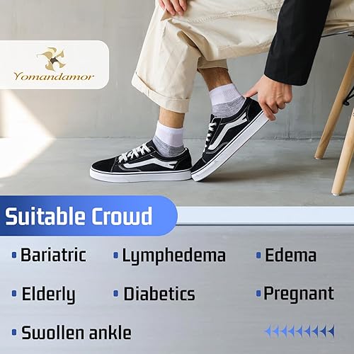 Miniatura 5 de Yomandamor 4 pares de calcetines tobilleros diabéticos para hombre con puntera sin costuras y suela acolchada, talla L (tamaño de calcetines 10-13)