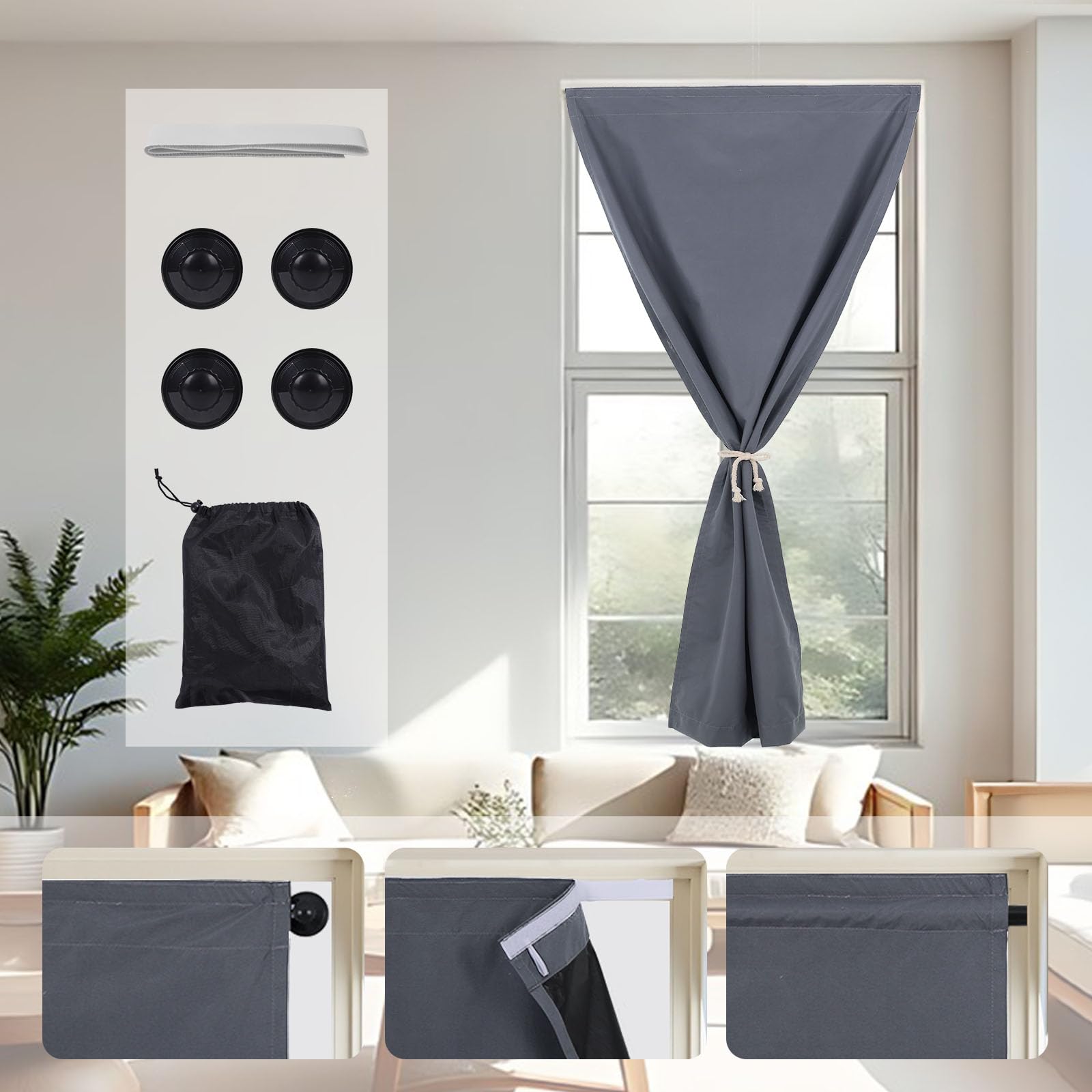 Portable Blackout Curtain with Suction Cups Stick on Travel Window Blind