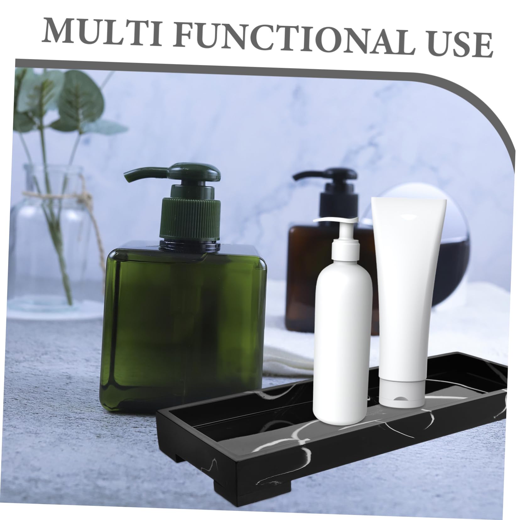 Cabilock Bathroom Vanity Organizer Tray Marble Style Resin Tray for Counter Versatile Storage for Jewelry and Toiletries for Bathroom Decor and Dresser Organization