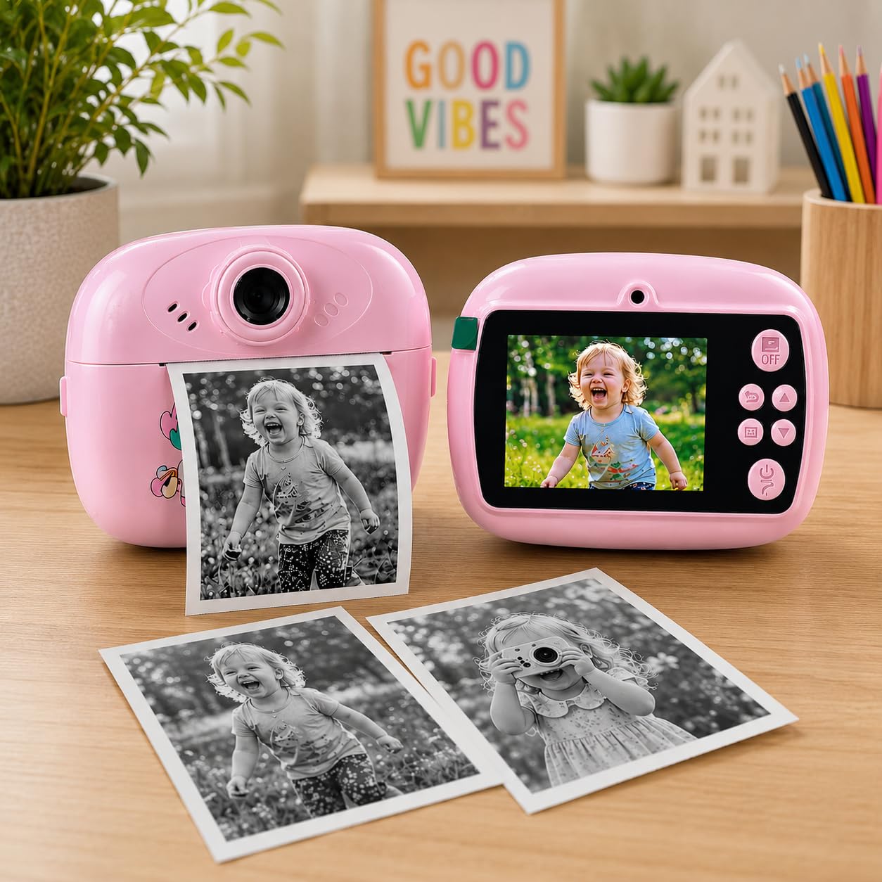 Kids Instant Print Camera, 1080P HD Digital Video Camera with Built-in Thermal Printer, Fun Photo Camera for Boys & Girls (Pink)-image-23