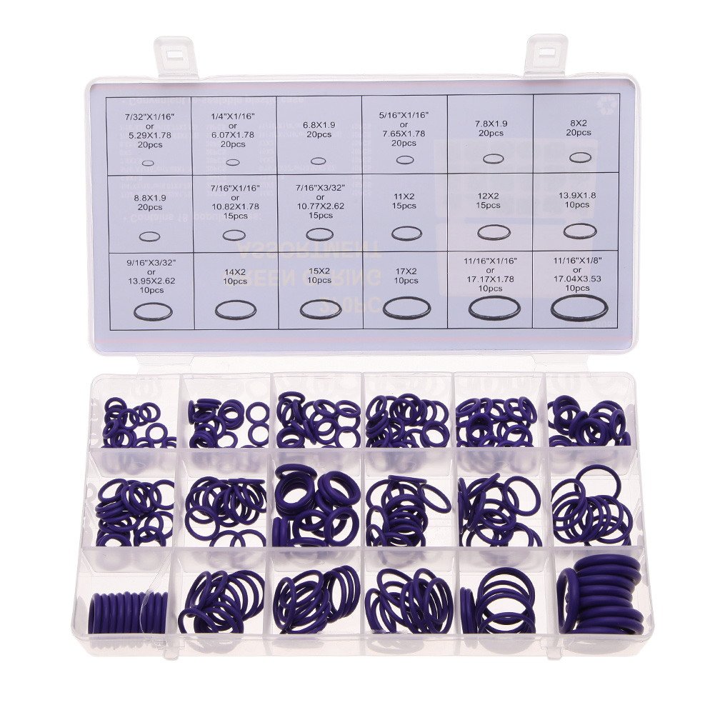 Beduan AC376M 270pcs Compressor O Rings Kit 18 Sizes Car Air Conditioning O-Ring Assortment Set (Purple)