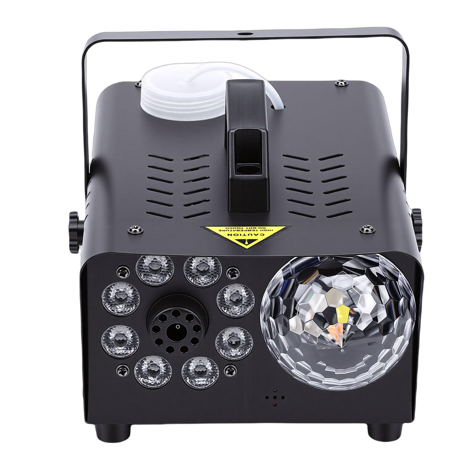 Hyuduo 600-W-Nebelmaschine mit Beleuchtung, Discokugel und LED-Lichtern, Fernbedienung, 13 Beleuchtungsmodi, Mindestvolumenstrom 2000 Kubikfuß für Bühnen, Partys, DJ-Events (EU-Stecker 220 V)