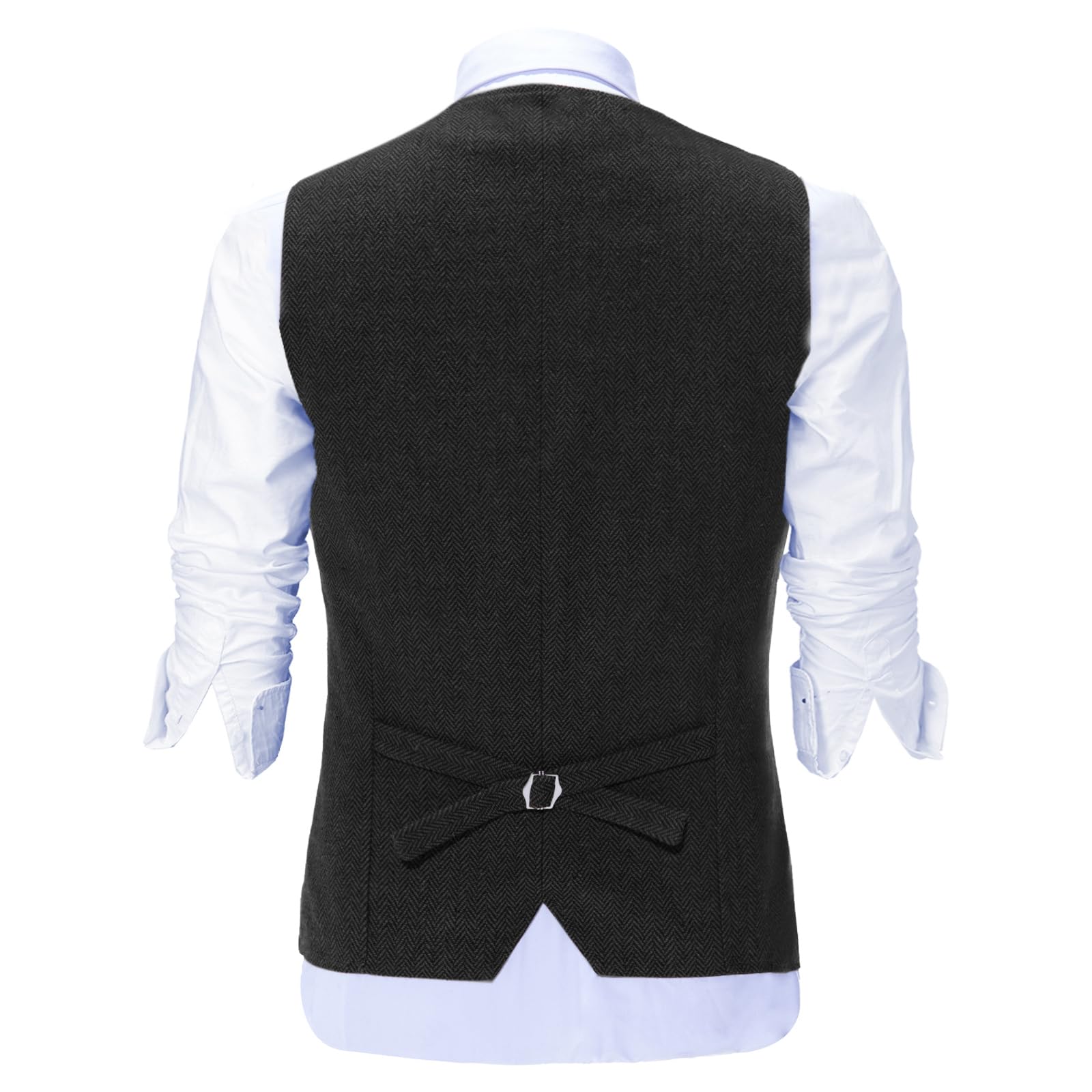 Solovedress Gilet sans manches décontracté pour hommes, en laine et tweed, motif à chevrons, col en V, pour mariage/garçons d’honneur