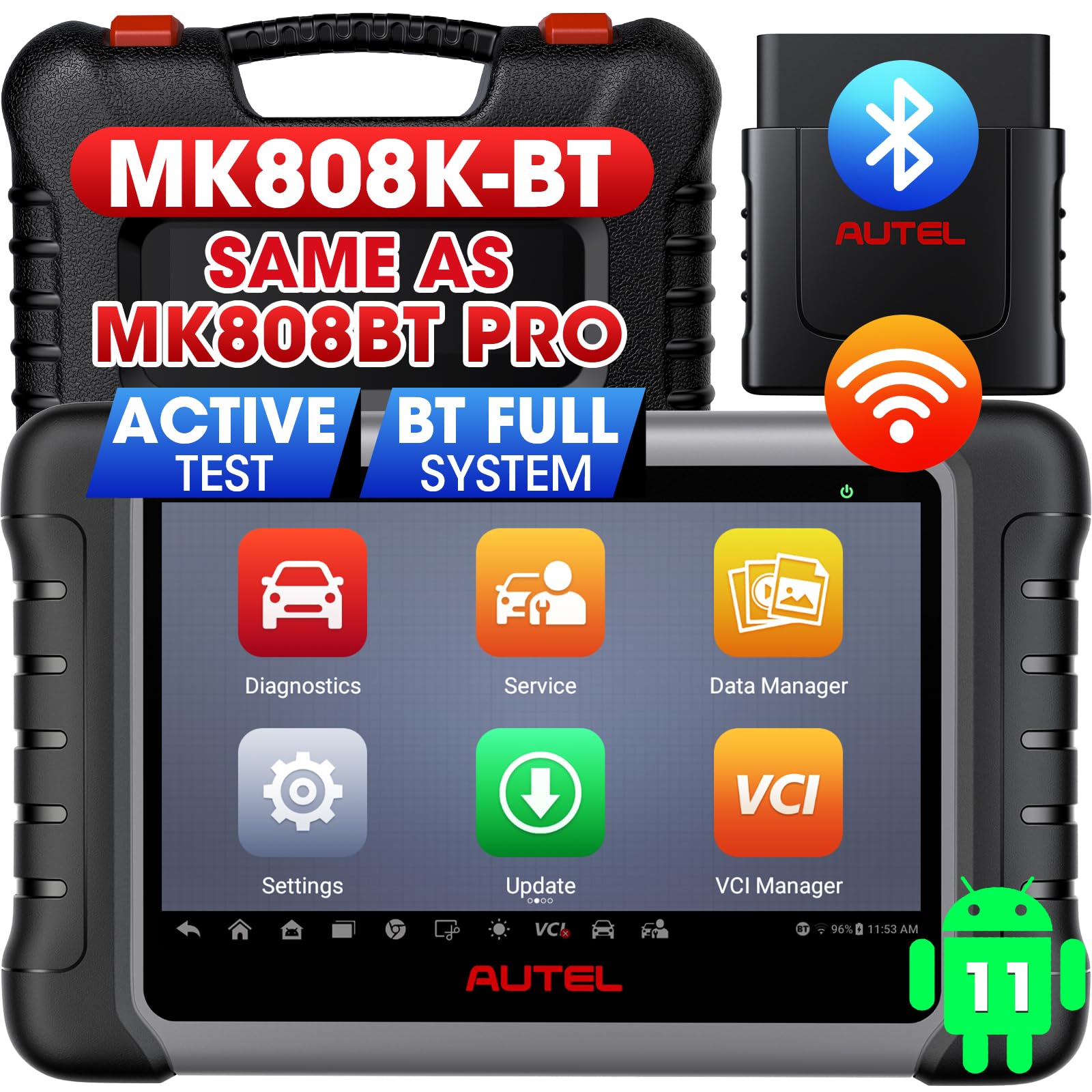 Autel MaxiCOM MK808K-BT OBD2 Diagnosis Coche, 2026 Bidireccional como MK900BT MK808BT Pro, BT Ver.de MX808S MK808S MX900 MK900, Prueba Activa,28+ Servicio, Diagnóstico Todos Los Sistemas,Soporte BT506