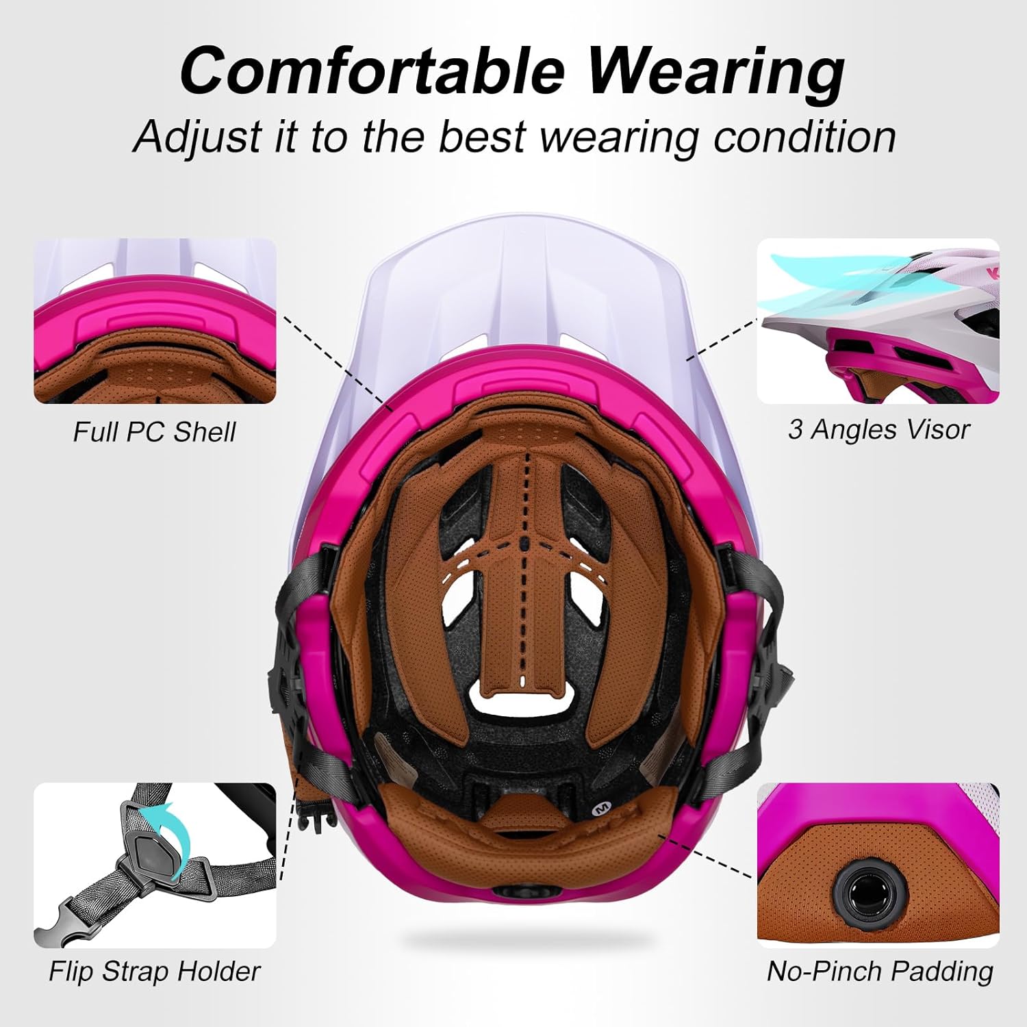 KINGBIKE NTA-8776 Mountain Bike Helmet Professional Ebike Helmets with 3-Level Adjustable Visor & Camera Mount E-MTB Helmet for Adults Men Women Youth E-Bike Safety Certified