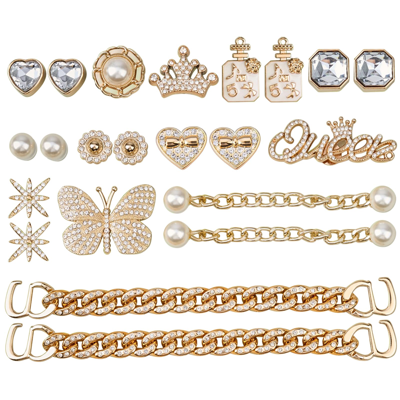 ISCASSEBling Shoe Charms for Clog Shoes Decoration, Sparkling Bear Chain Charms Fit for Bubble Slides/Sandals, Accessories Decorative for Women Girls