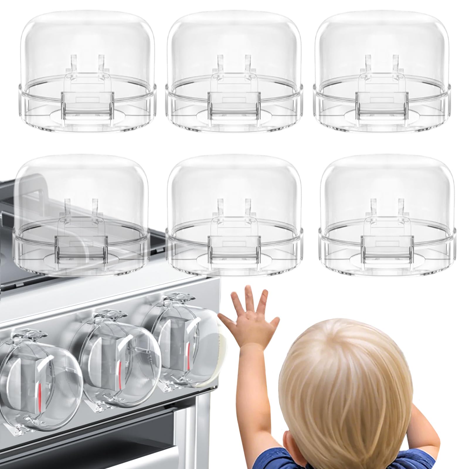 YTDSUP Stove Knob Covers for Child Safety (6 Pack), Stove Knob Safety Covers, Childproof Oven Lock Knob Covers with Adhesive, Prevent Kids-Pets from