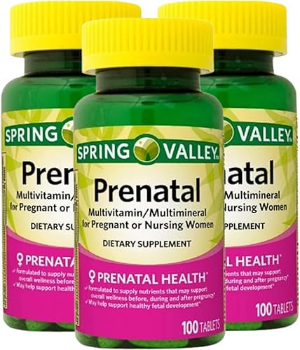 Multivitamínico prenatal multimineral 100 tabletas  Vitaminas prenatales con ácido fólico y DHA, suplemento sin gluten, vitaminas diarias para