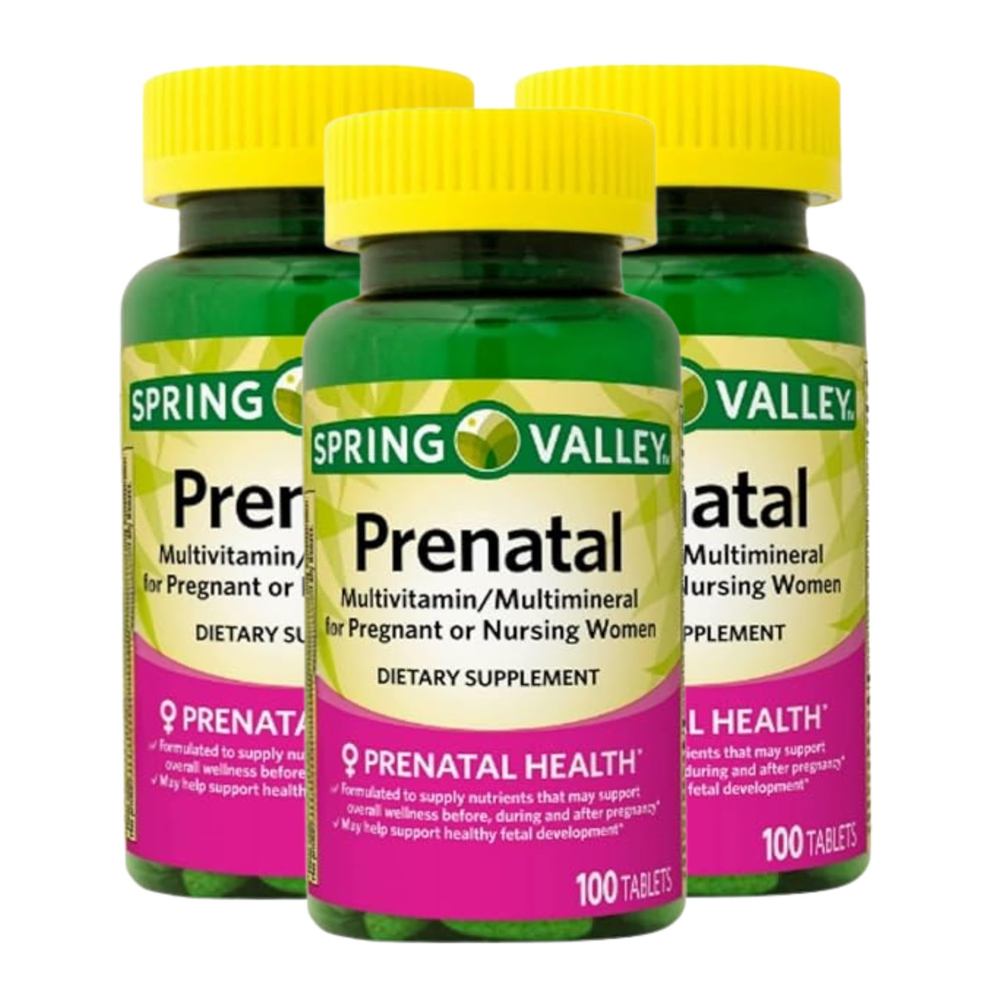 Prenatal Multivitamin Multimineral 100 Tablets - Prenatal Vitamins with Folic Acid and DHA, Gluten Free Supplement, Daily Vitamins for Women + 7 Day Pill Organizer Included (Pack of 3)