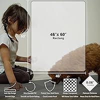 Vista 6 de Tapete para silla de oficina para suelo de madera dura, 60 x 46 pulgadas, tapete transparente para silla de escritorio para suelos duros, tapete