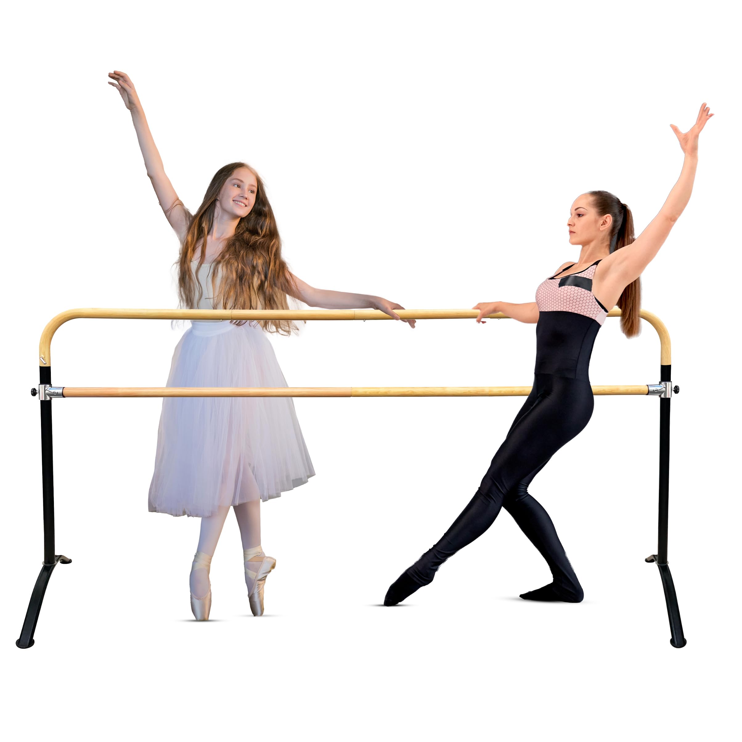 Artan Balance Ballet Barre 8ft - White Curved Double Dance Barre for Home or Studio - Ballet Bar Ideal for Stretch, Pilates, Dance and Active Workouts - Portable Barre Suitable for Kids and Adults