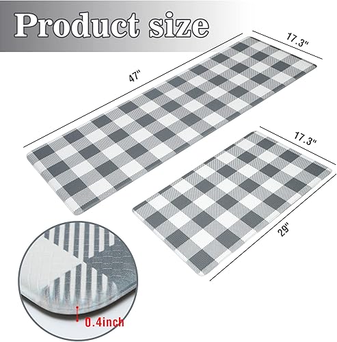 Miniatura 37 de MAYHMYO Tapetes de cocina de 1/2 pulgada, color blanco y negro, tapetes de cocina de granja, antifatiga, acolchados para piso, antideslizantes