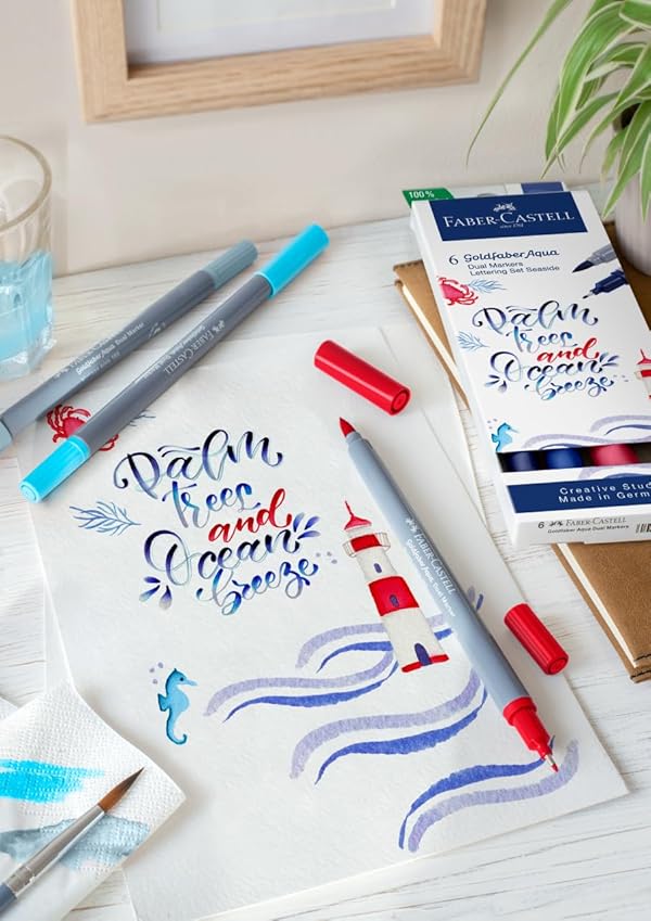 Faber-Castell Goldfaber Aqua Dual Tip Watercolor Markers - 12 Watercolor Brush Pens, Watercolor Markers for Adults, Real Brush Nib and Fineliner Tip Art Markers by Faber-Castell - Image 2