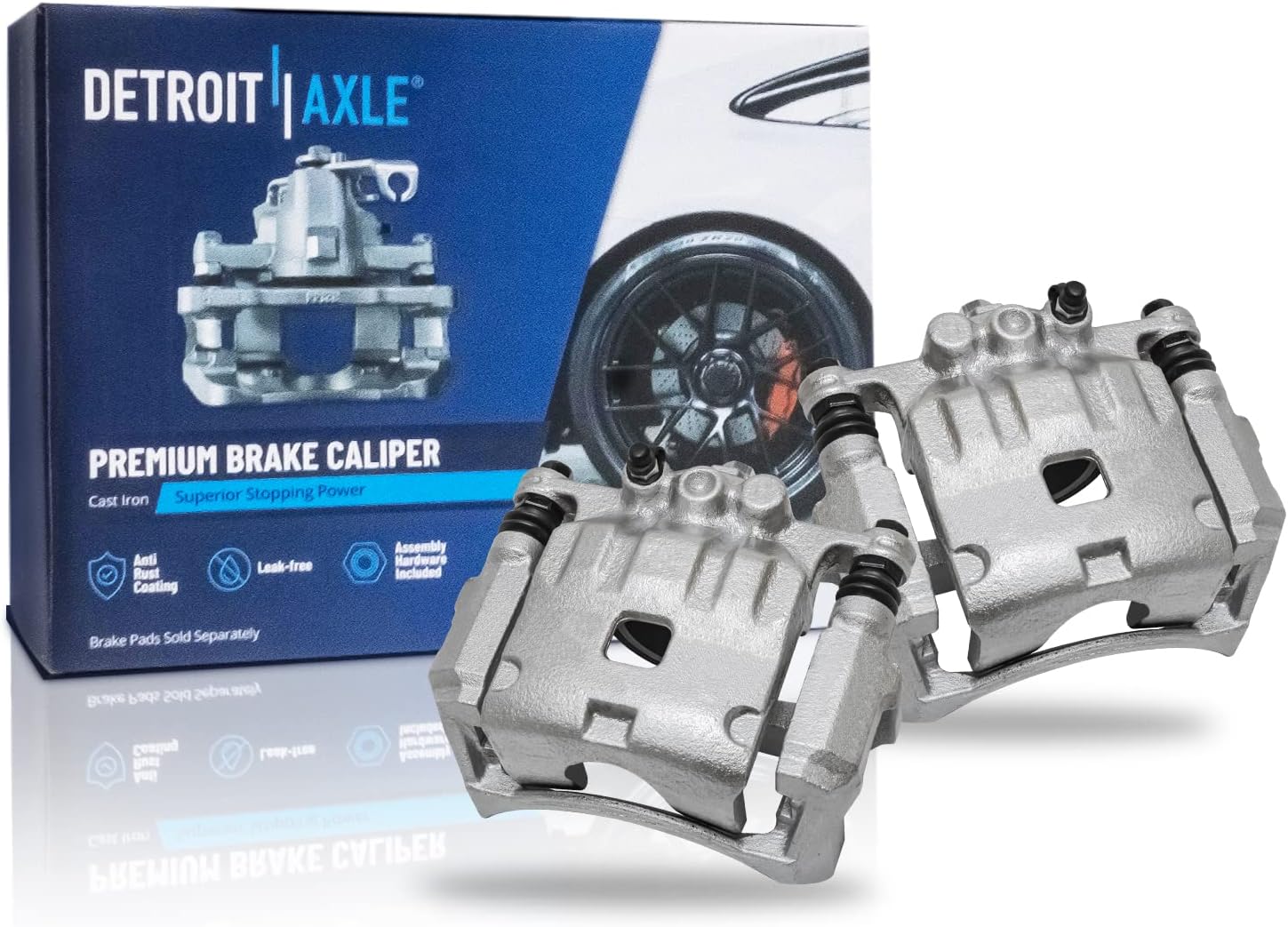 Detroit Axle - Pair Front Brake Calipers for 2011-2019 Ford Fiesta 2012 2013 2014 2015 2016 2017 2018 Disc Brake Calipers w/Brackets Replacement