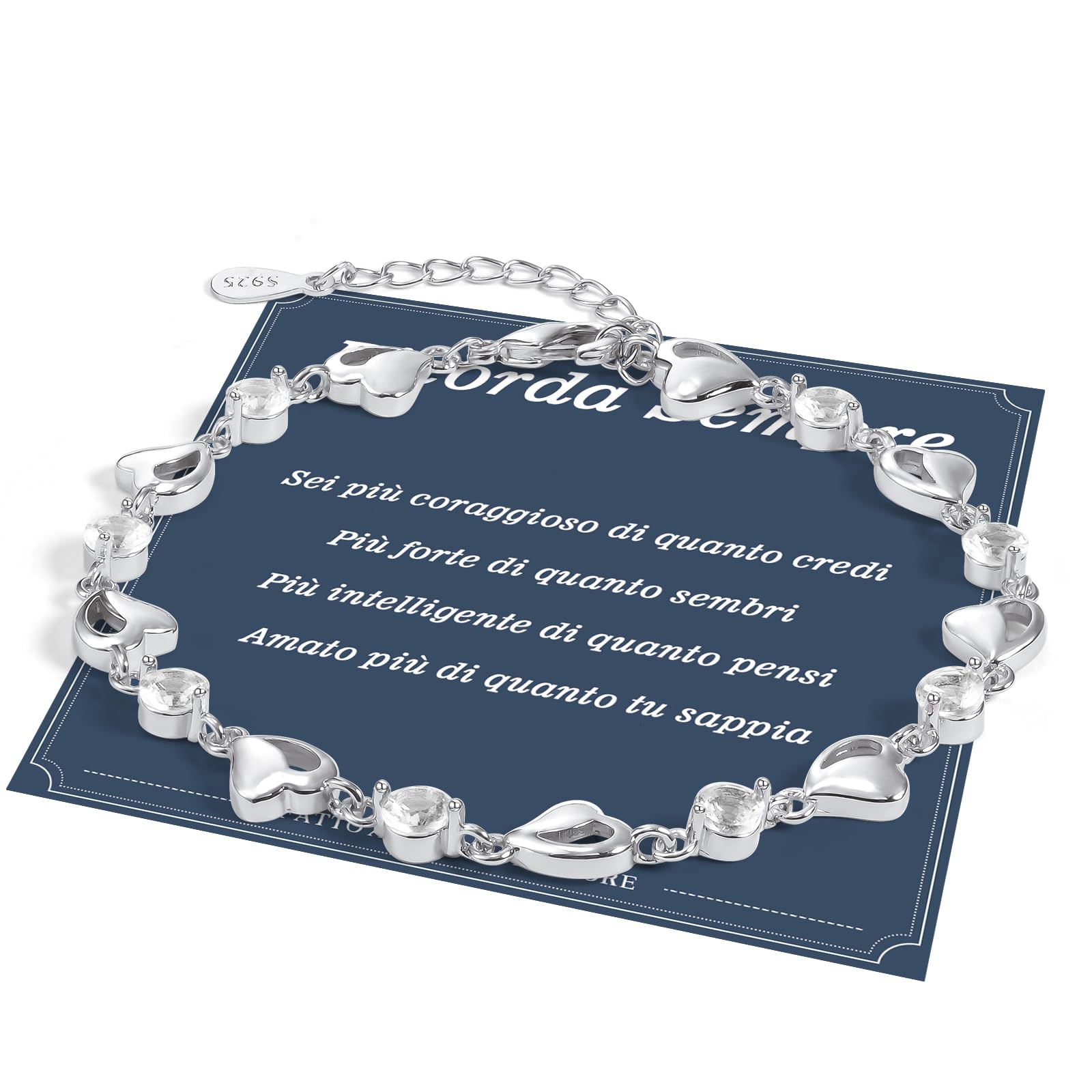 VGWON Braccialetto a cuore in argento sterling 925 per donne ragazze - Regali di compleanno e Natale per lei - Viene fornito con una scatola regalo e una cartolina di auguri