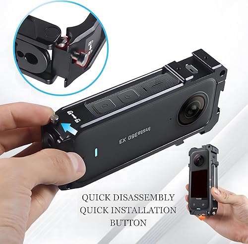 Miniatura 2 de Caso de la aleación de aluminio para los accesorios Insta360 ONE X3, carcasa protectora del marco de la carcasa con la interfaz de la zapata fría