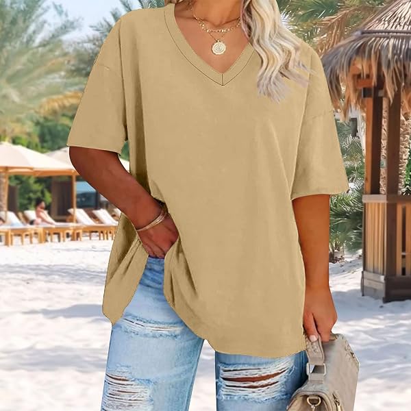 Plus Size Top,Women's Loose Fit Plus Size Tees,Oversized Pure Quick Dry Moisture-Wicking Workout Shirts - 2