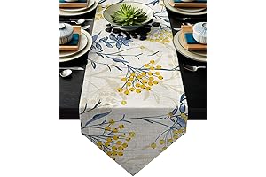Burlap Table Runner in Vibrant Blue and Yellow