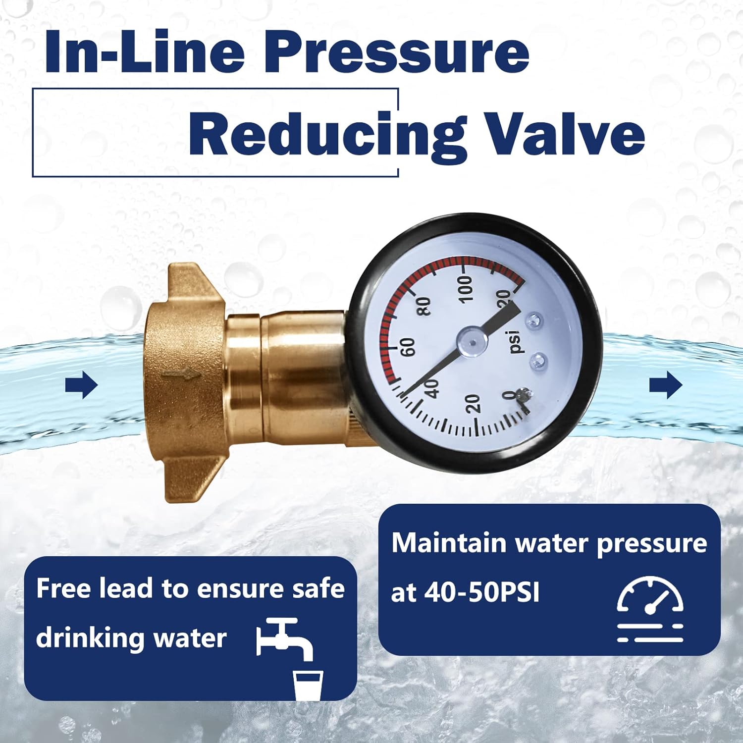 Cupohus Heavy Duty RV Water Hose 10FT, 5/8" Extra Thick Wall Drinking Water Hose, Crush Proof & Abrasion Resistant, Pairs with a brass RV water pressure regulator (40–50 PSI)